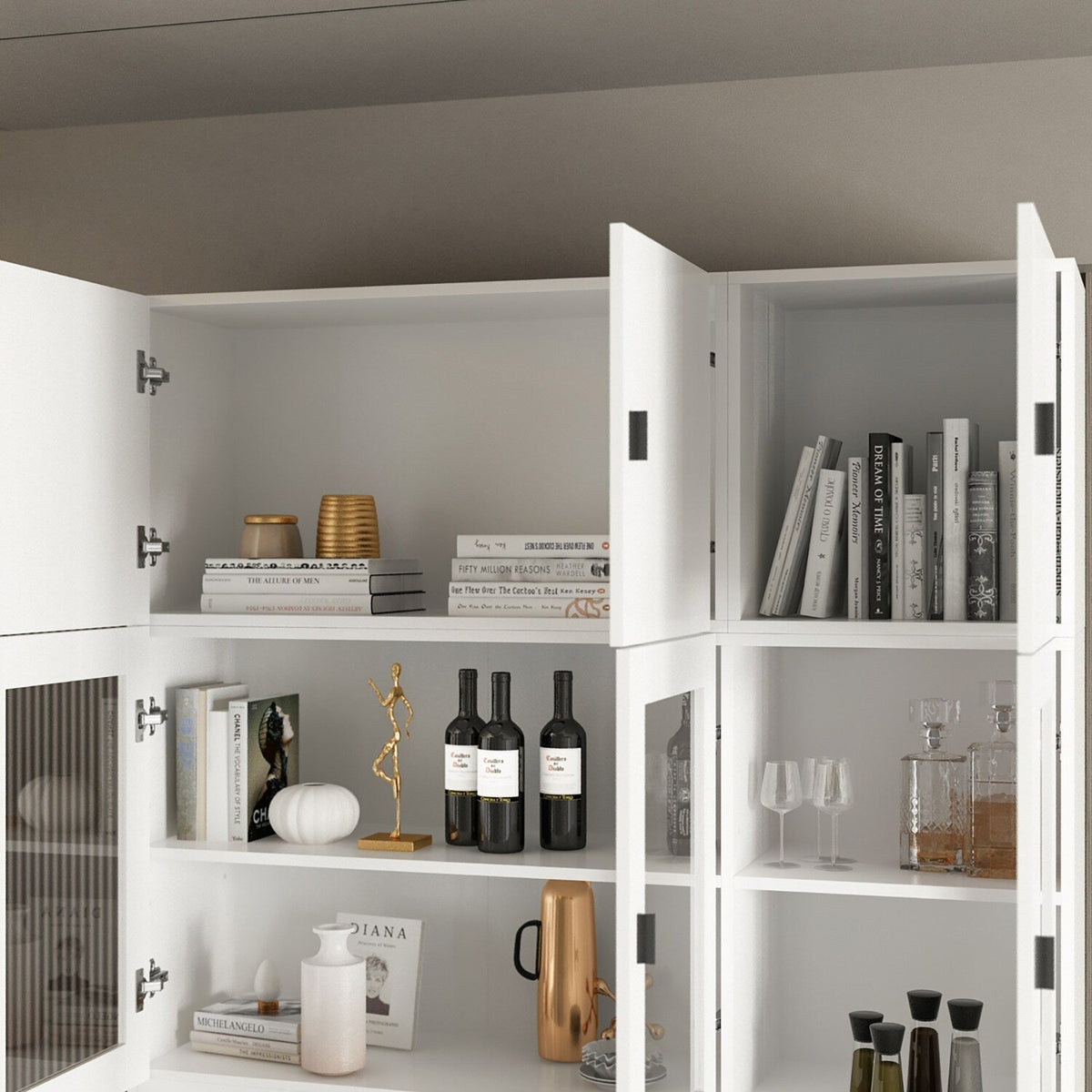 FUFU&GAGA 47.2-in W x 87.8-in H Mdf White Freestanding Utility Storage Cabinet