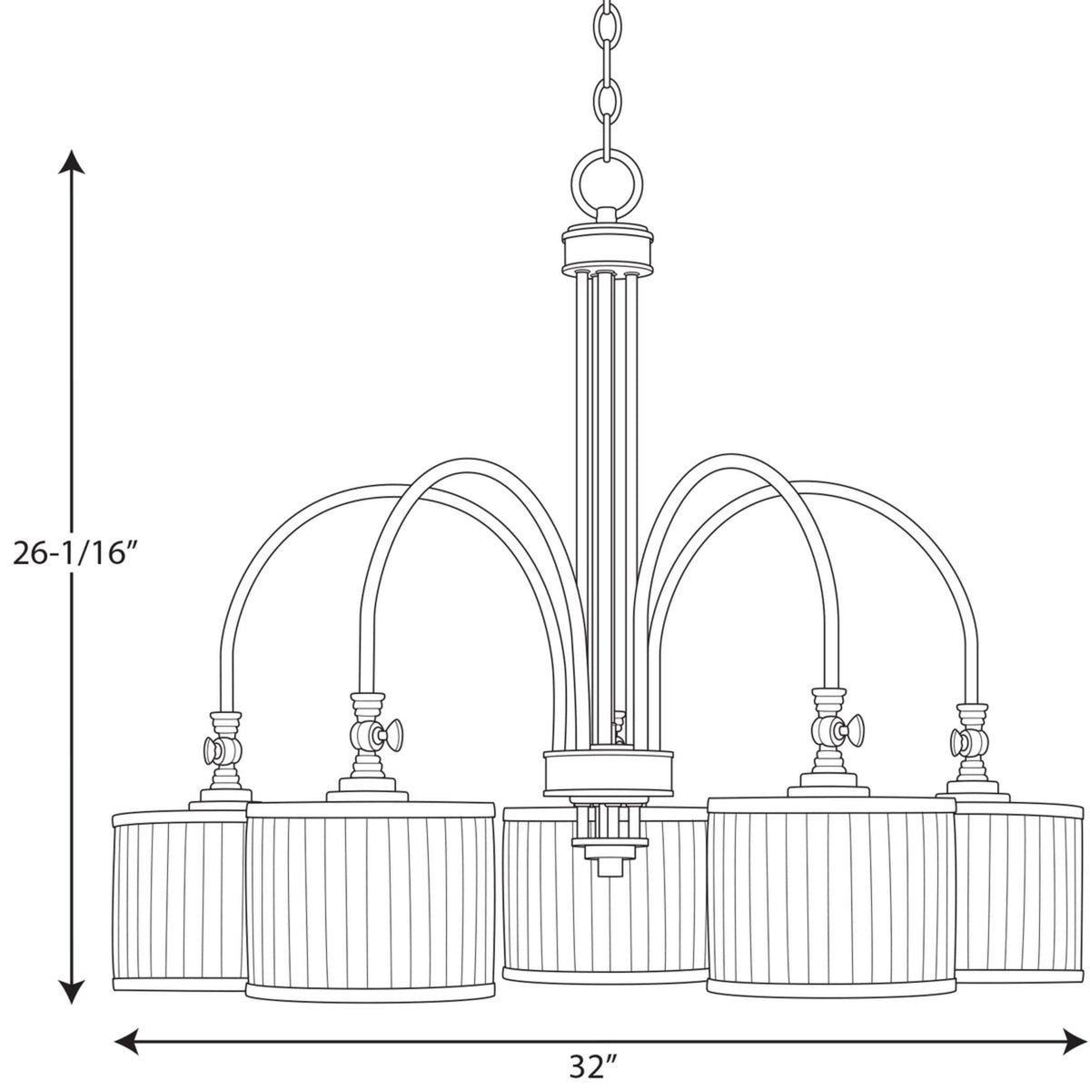 Progress Lighting Clayton 5-Light Brown Farmhouse Chandelier