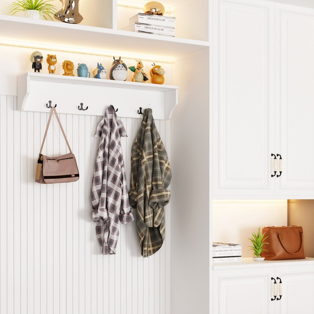 FUFU&GAGA Coat Rack Shoe Bench Set Hall Tree with Shoe Bench