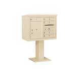 3400 Horizontal Series 5-Compartment 1-Parcel Locker Pedestal Mount Mailbox - Super Arbor