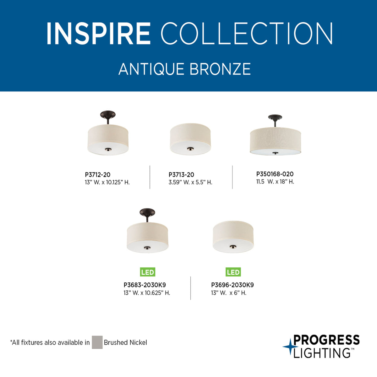 Progress Lighting Inspire 3-Light Antique Bronze Transitional Chandelier