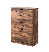 Benzara Contemporary Metal and Wood Utility Chest with 5 Spacious Drawers, Brown