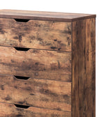 Benzara Contemporary Metal and Wood Utility Chest with 5 Spacious Drawers, Brown