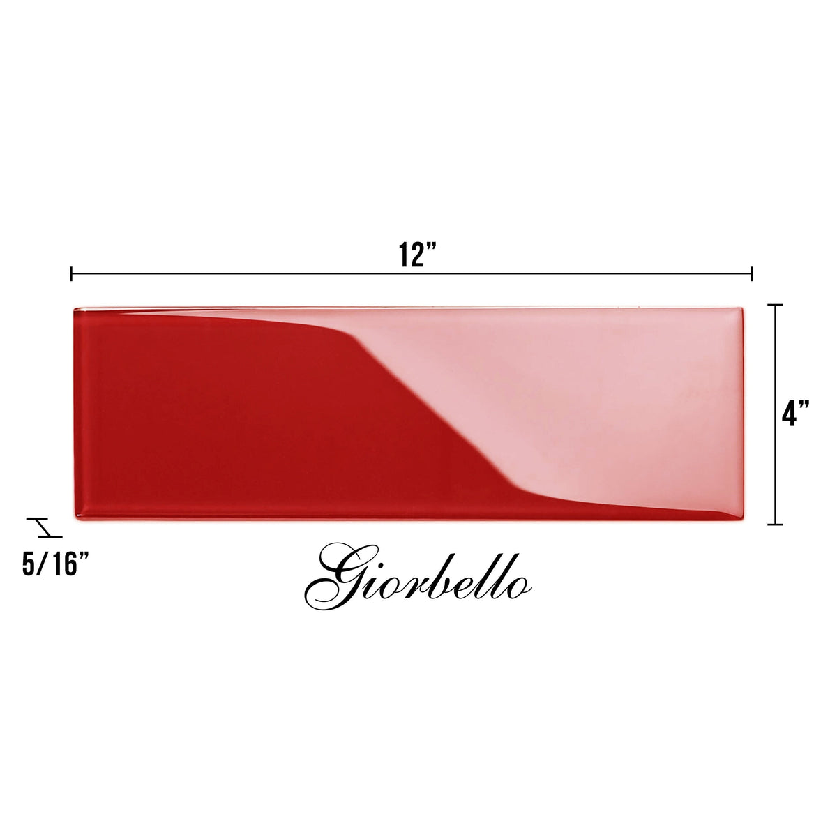 Giorbello (Sample) 4x12 glass subway tiles Ruby Red 4-in x 12-in Glossy Glass Brick Subway Wall Tile