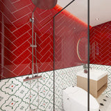 Giorbello (Sample) 4x12 glass subway tiles Ruby Red 4-in x 12-in Glossy Glass Brick Subway Wall Tile
