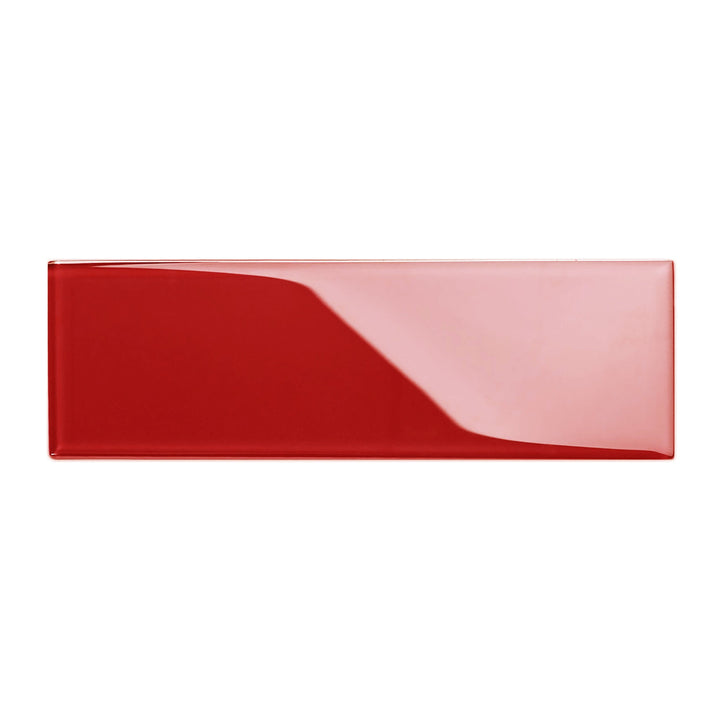 Giorbello (Sample) 4x12 glass subway tiles Ruby Red 4-in x 12-in Glossy Glass Brick Subway Wall Tile