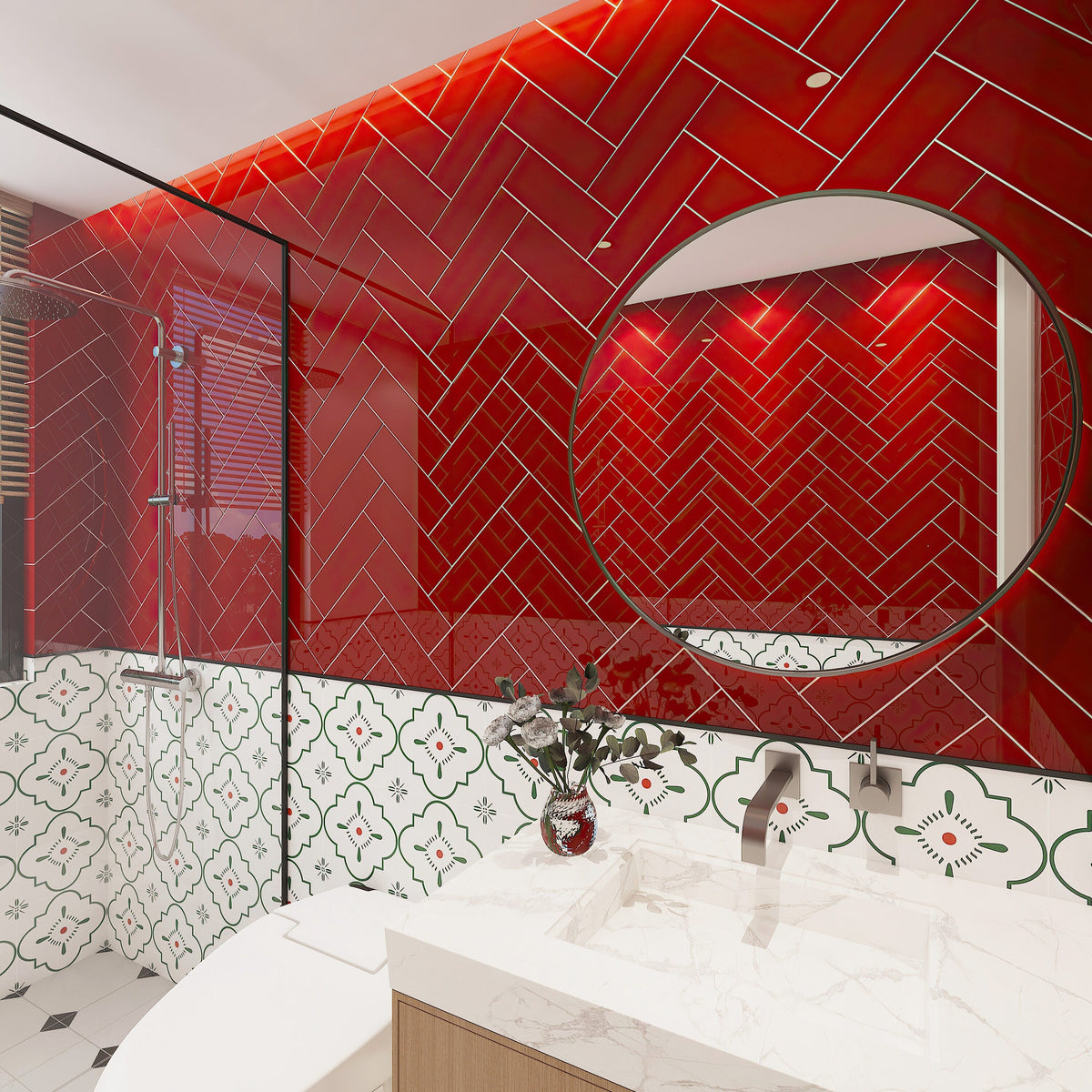 Giorbello Classic Premium Glass Subway Ruby Red 4-in x 12-in Glossy Glass Subway Wall Tile (5-sq. ft/ Carton)