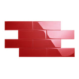 Giorbello Classic Premium Glass Subway Ruby Red 4-in x 12-in Glossy Glass Subway Wall Tile (5-sq. ft/ Carton)