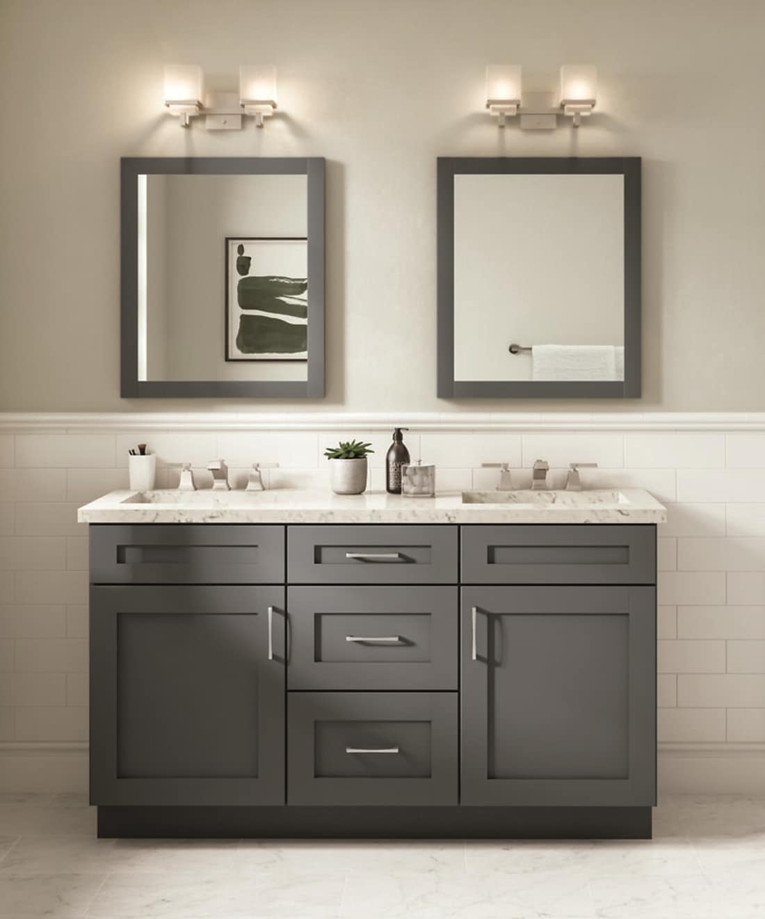 Diamond Express Jamestown 15-in W x 34.5-in H x 21-in D Moonstone Gray 3-Drawer Wood Wall-mount Cabinet Banks