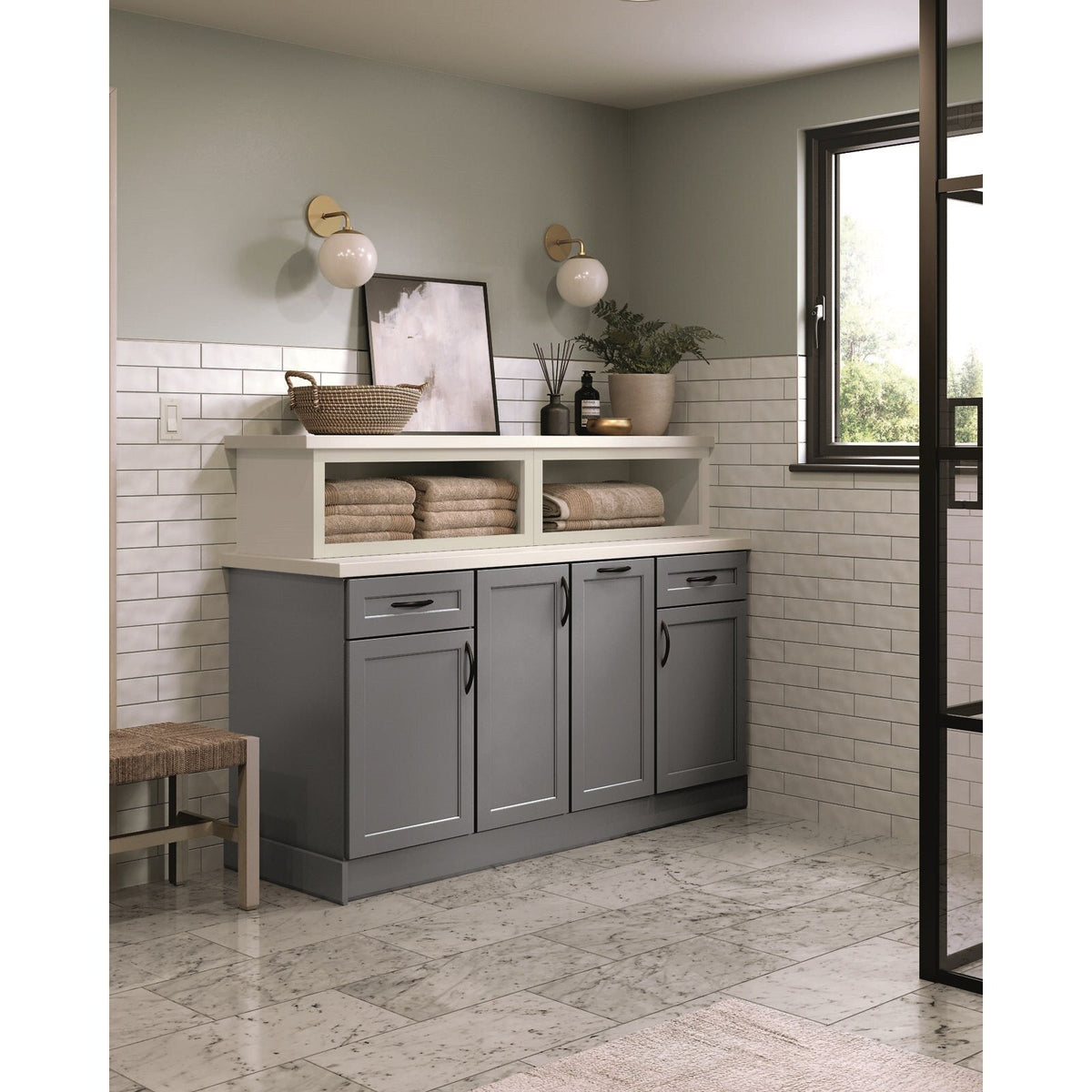 Diamond Express Jamestown 15-in W x 34.5-in H x 21-in D Moonstone Gray 3-Drawer Wood Wall-mount Cabinet Banks