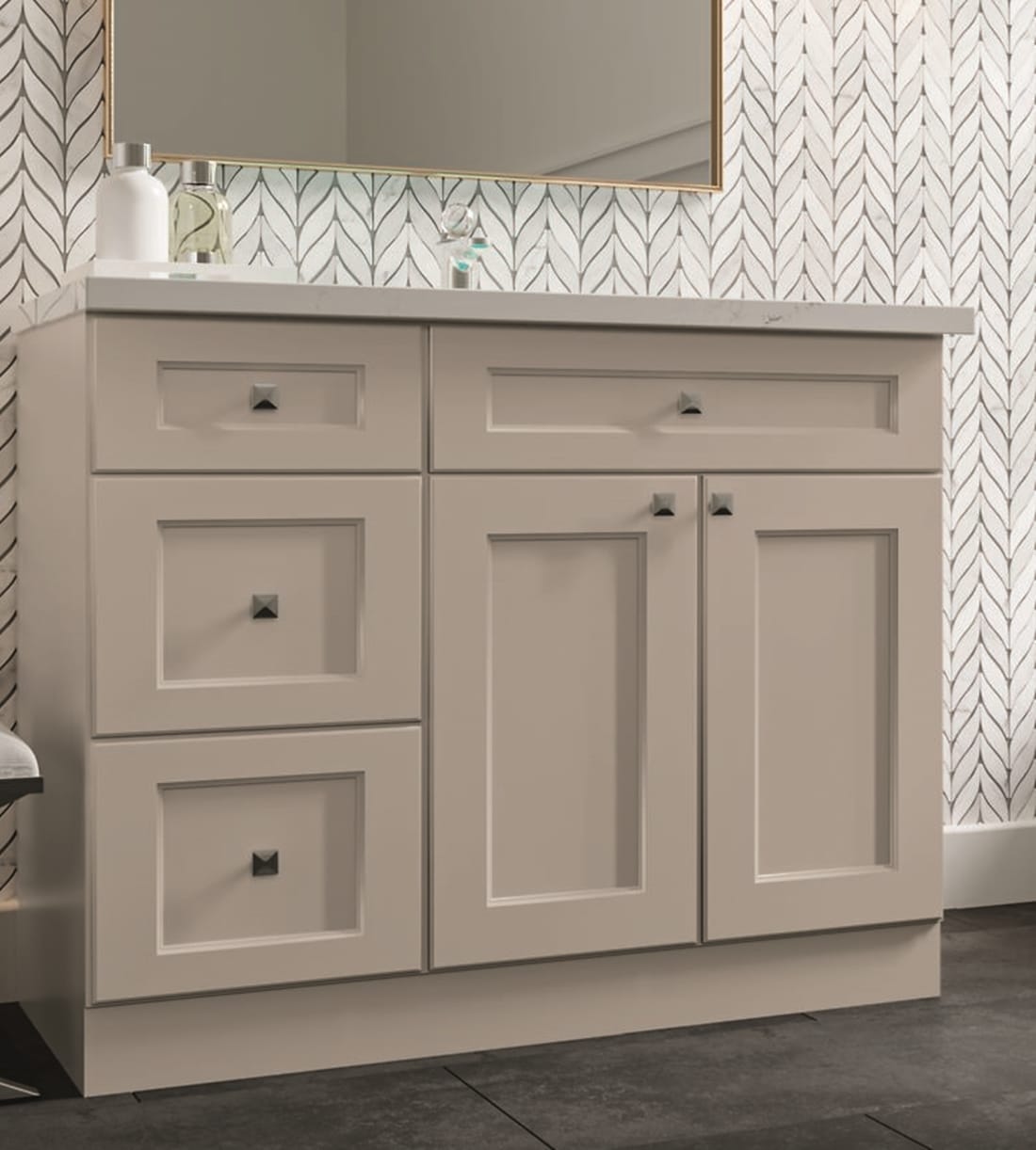 Diamond Express Jamestown 15-in W x 34.5-in H x 21-in D Cloud Gray 3-Drawer Wood Wall-mount Cabinet Banks