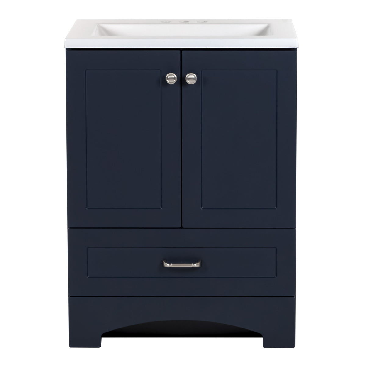 Diamond NOW Cassidy 24.5-in Deep Blue Single-Sink Bathroom Vanity with White Cultured Marble Top
