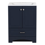 Diamond NOW Cassidy 24.5-in Deep Blue Single-Sink Bathroom Vanity with White Cultured Marble Top