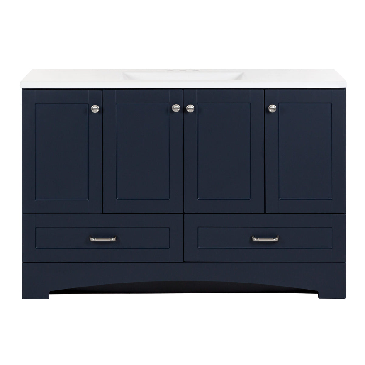 Diamond NOW Cassidy 48.5-in Deep Blue Single Sink Bathroom Vanity with White Cultured Marble Top