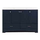 Diamond NOW Cassidy 48.5-in Deep Blue Single Sink Bathroom Vanity with White Cultured Marble Top