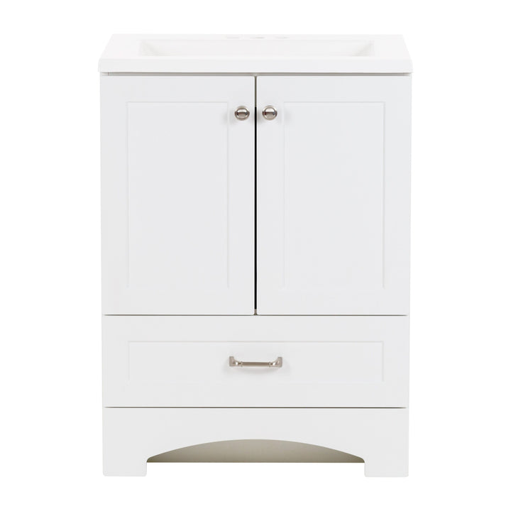 Diamond NOW Cassidy 24-in White Single Sink Bathroom Vanity with White Cultured Marble Top