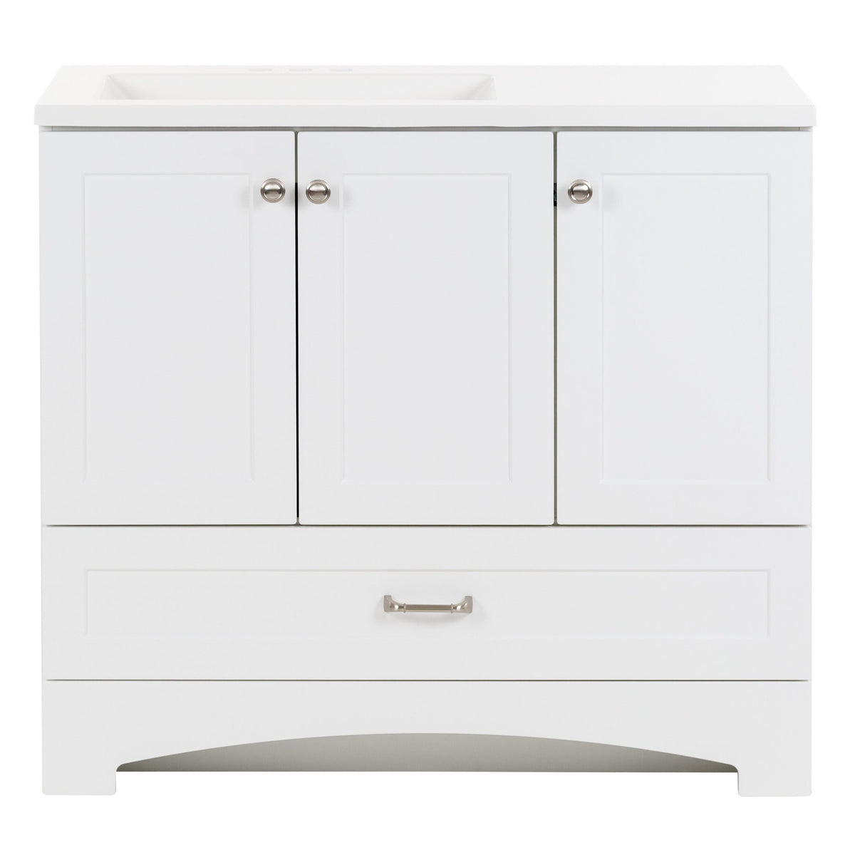 Diamond NOW Cassidy 36.5-in White Single Sink Bathroom Vanity with White Cultured Marble Top