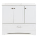 Diamond NOW Cassidy 36.5-in White Single Sink Bathroom Vanity with White Cultured Marble Top