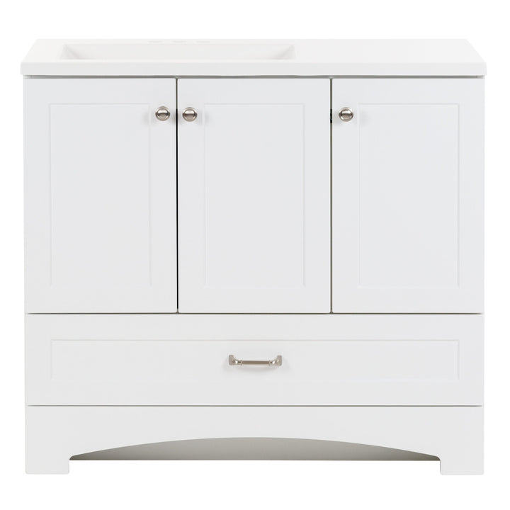 Diamond NOW Cassidy 36.5-in White Single Sink Bathroom Vanity with White Cultured Marble Top