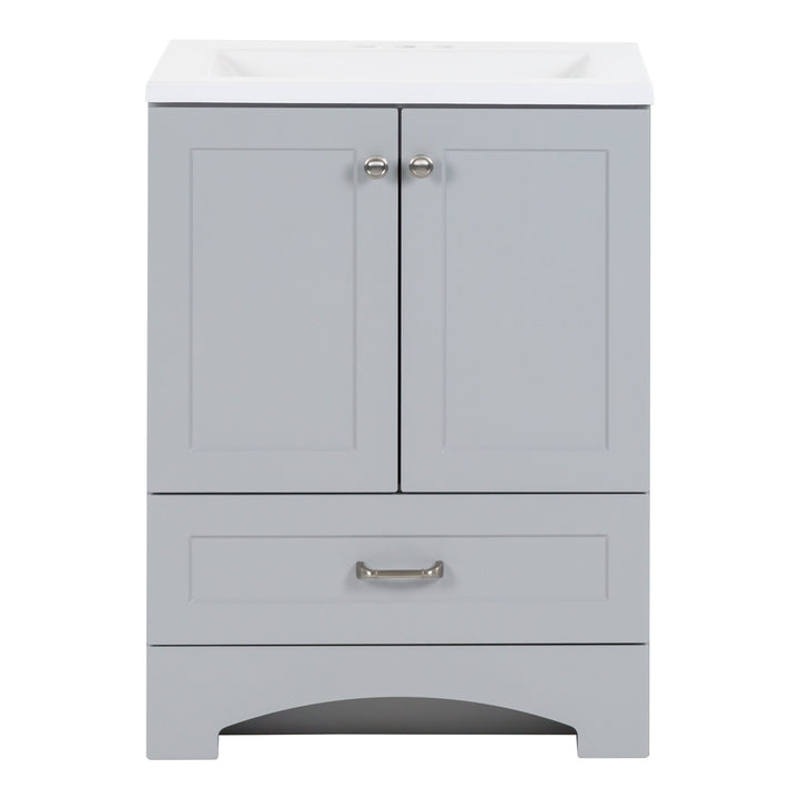 Diamond NOW Cassidy 24.5-in Pearl Gray Single-Sink Bathroom Vanity with White Cultured Marble Top