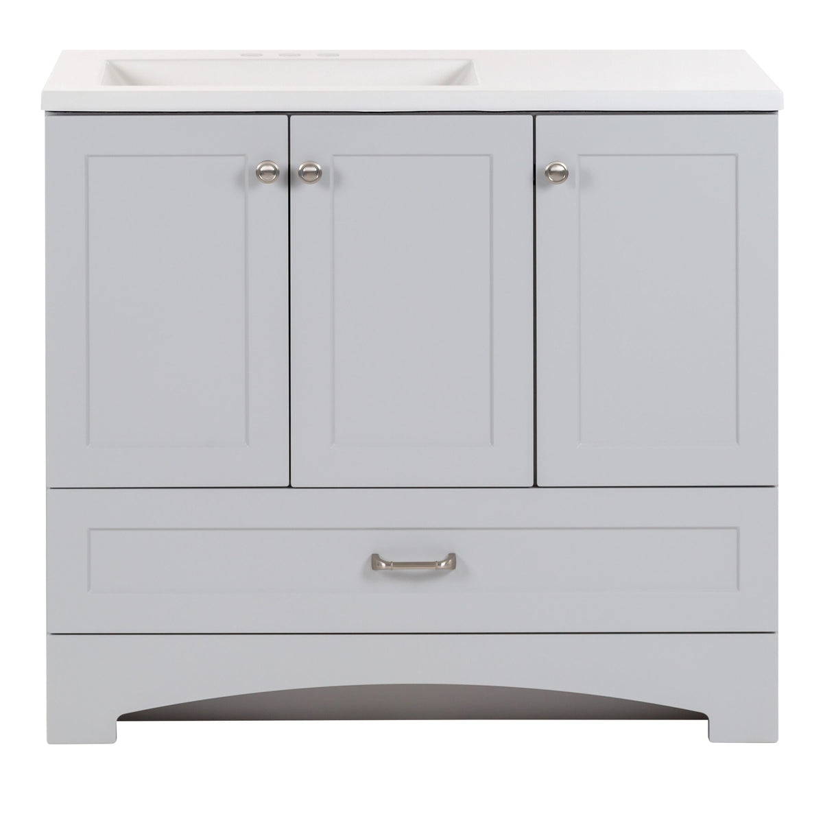 Diamond NOW Cassidy 36-in Pearl Gray Single Sink Bathroom Vanity with White Cultured Marble Top