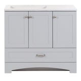 Diamond NOW Cassidy 36-in Pearl Gray Single Sink Bathroom Vanity with White Cultured Marble Top