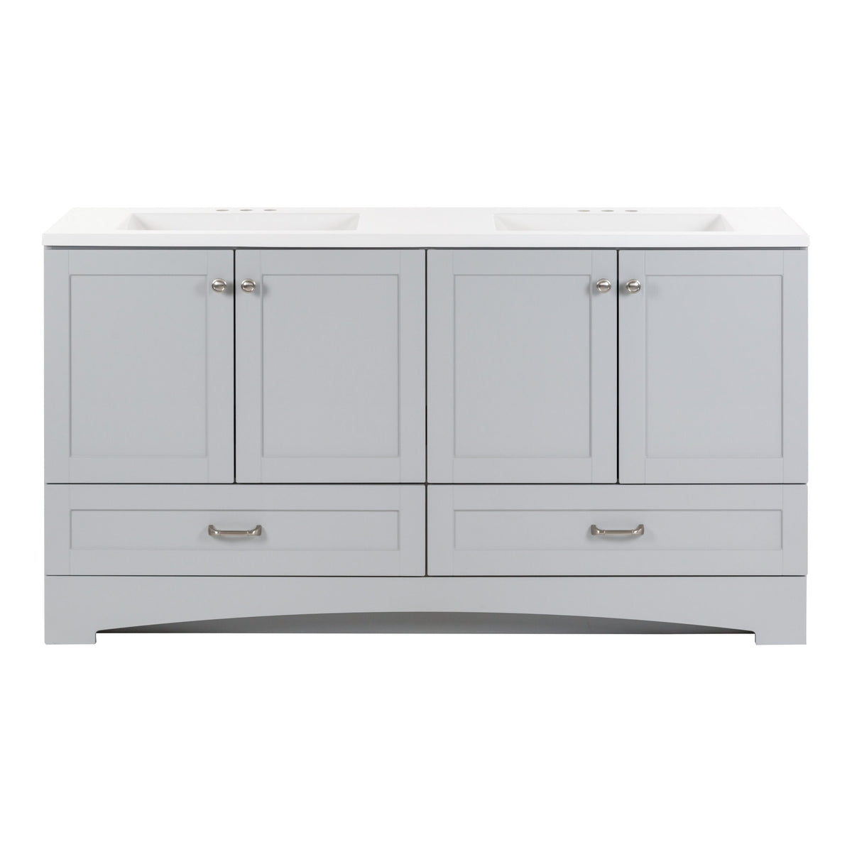 Diamond NOW Cassidy 60.5-in Pearl Gray Double Sink Bathroom Vanity with White Cultured Marble Top