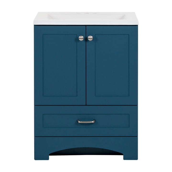 Diamond NOW Cassidy 24.5-in Admiral Blue Single-Sink Bathroom Vanity with White Cultured Marble Top