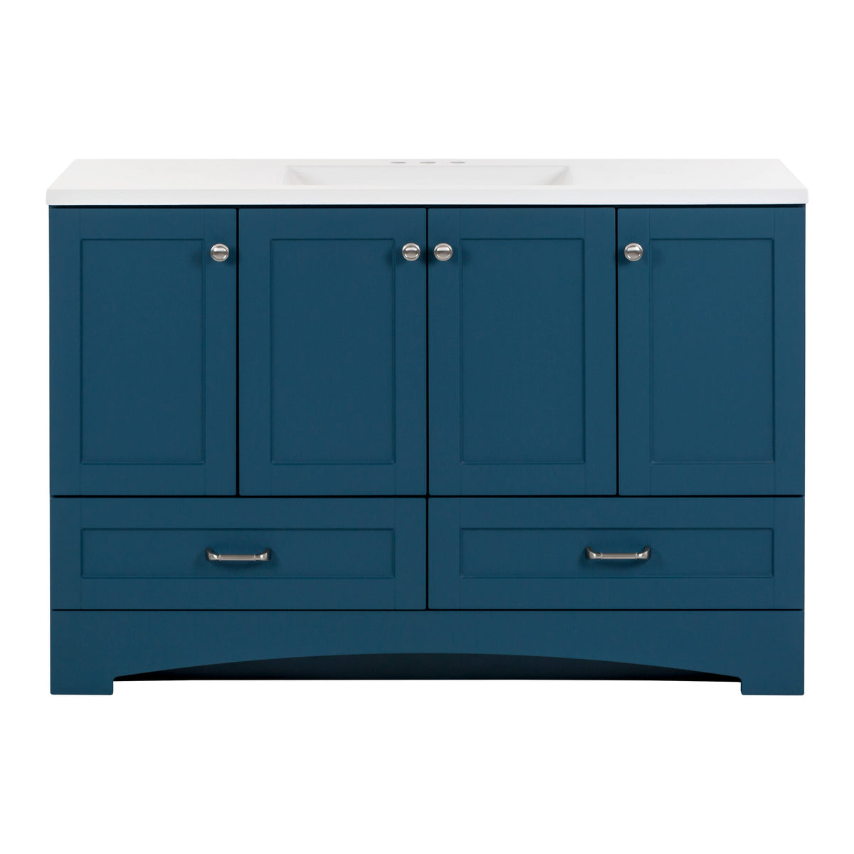 Diamond NOW Cassidy 48-in Admiral Blue Single Sink Bathroom Vanity with White Cultured Marble Top