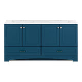 Diamond NOW Cassidy 60.5-in Admiral Blue Double Sink Bathroom Vanity with White Cultured Marble Top