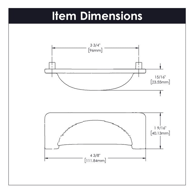 Hickory Hardware Craftsman 3-3/4-in (96mm) Center to Center Chrome Arch Cup Drawer Pull