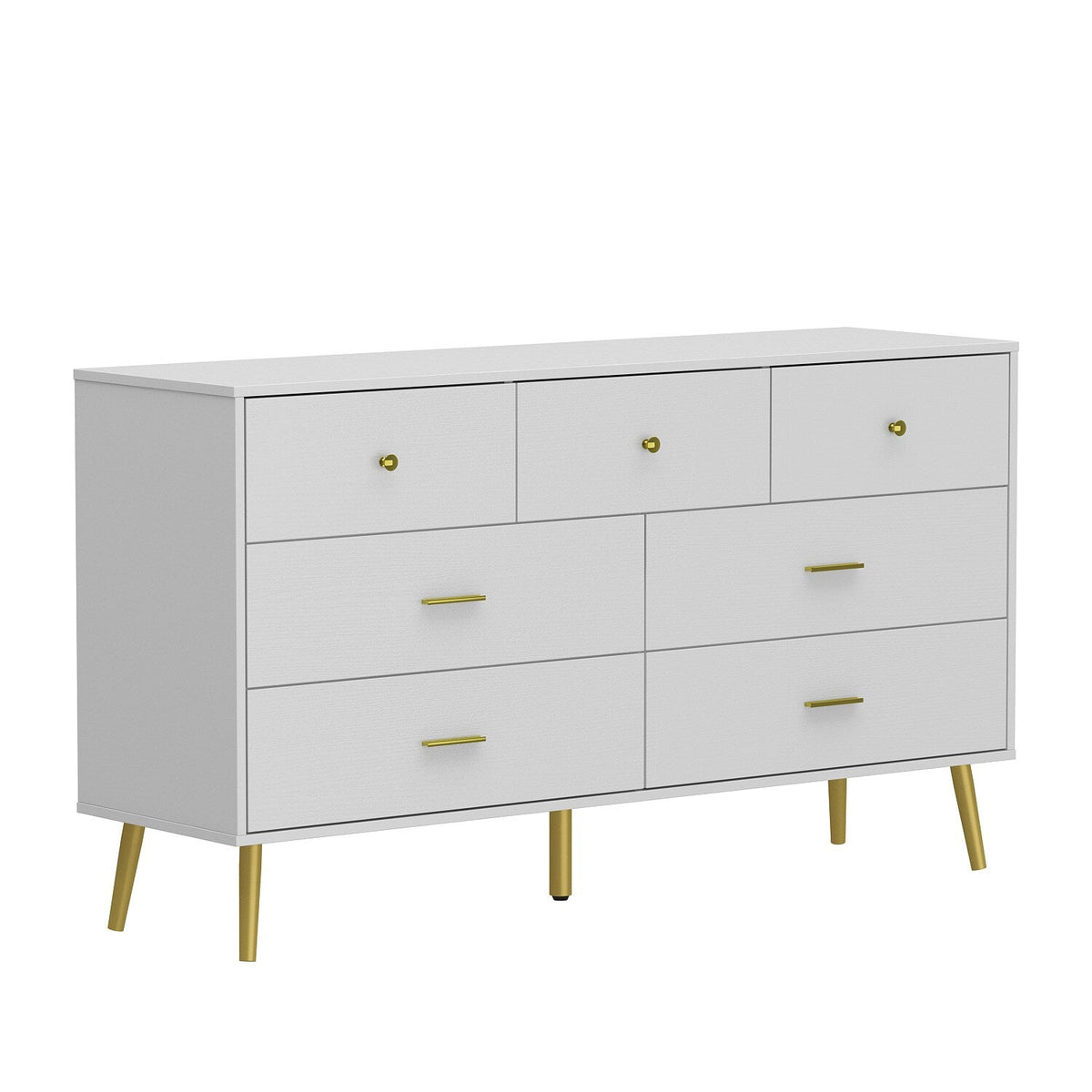 FUFU&GAGA Contemporary/Modern White Sideboard with 7 Drawers - Ample Storage Space - Durable Construction - Multi-Purpose Cabinet