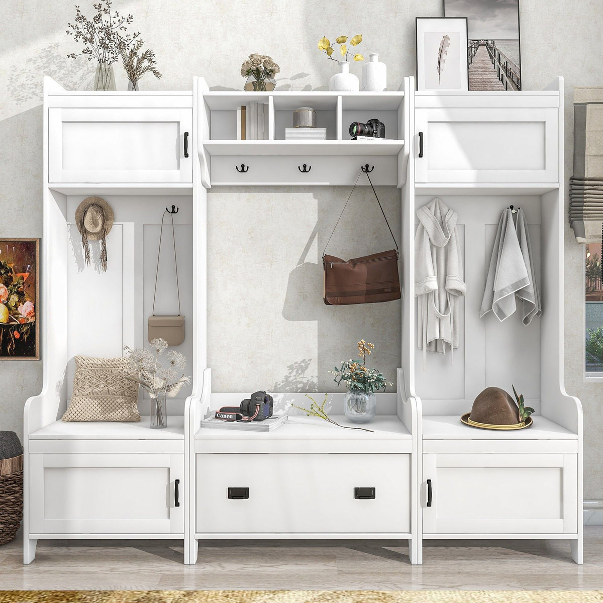 Yiekholo Modern 78.7-in White Composite Hall Tree