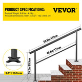 VEVOR 4-5 Steps Aluminum Handrail 4.98-ft x 35.2-in Aluminum Deck Handrail Kit
