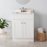 Project Source 24.5-in True White Single Sink Bathroom Vanity with White Cultured Marble Top, Dover Collection