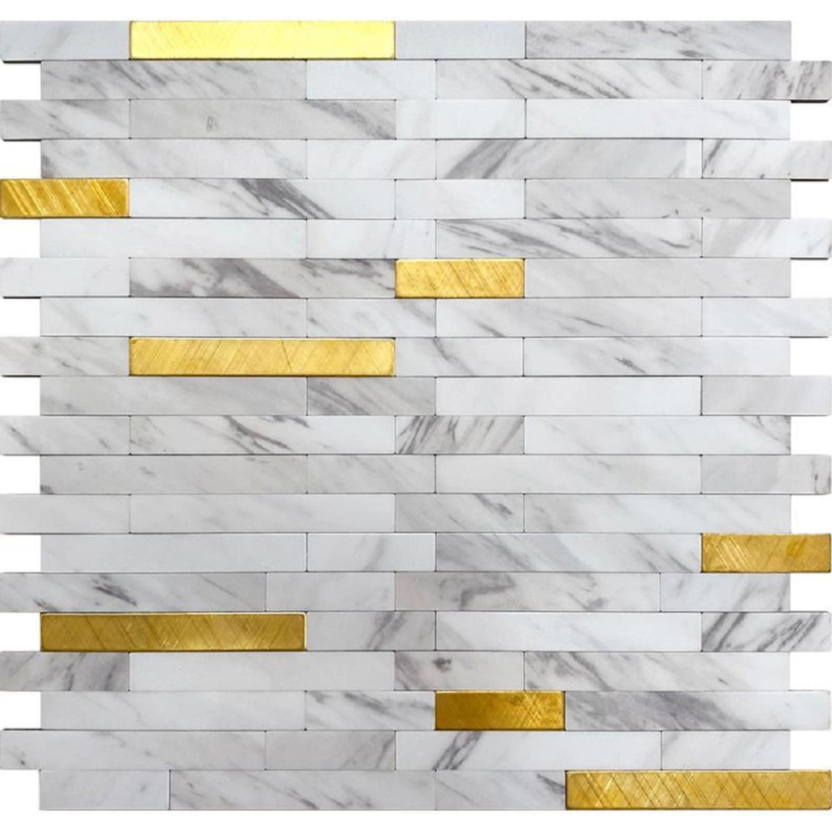 Apollo Tile Brisk White and Gold 10-in x 12-in Polished PVC Patterned Peel and stick Wall Tile product image