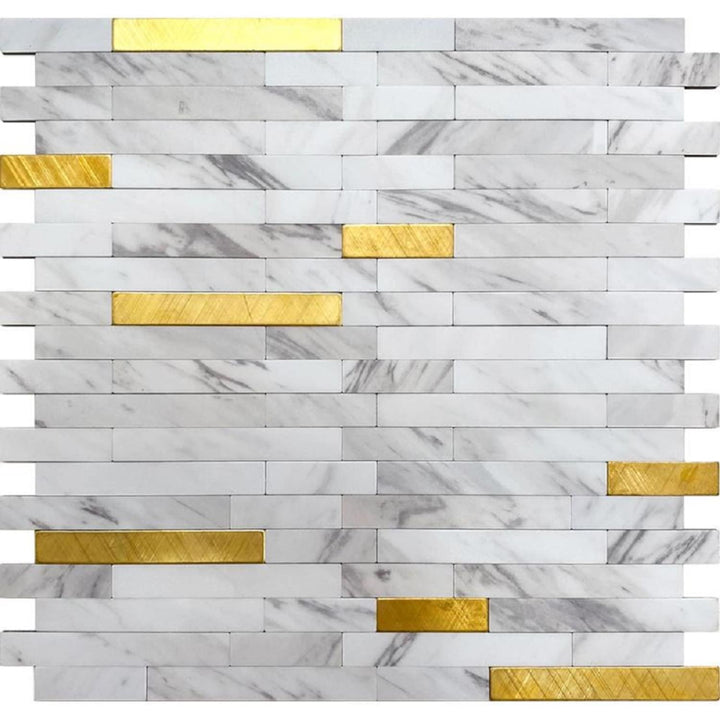 Apollo Tile Brisk White and Gold 10-in x 12-in Polished PVC Patterned Peel and stick Wall Tile product image