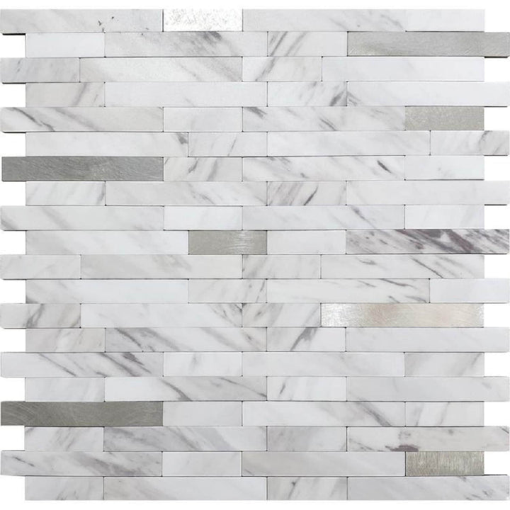 Apollo Tile White 12-in x 12-in Satin Ceramic Marble Look Peel-and-stick Tile (9.26-sq. ft/ Carton)