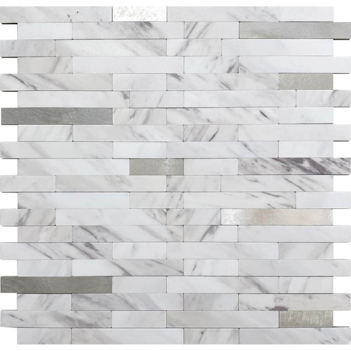 Apollo Tile White 12-in x 12-in Satin Ceramic Marble Look Peel-and-stick Tile (9.26-sq. ft/ Carton)