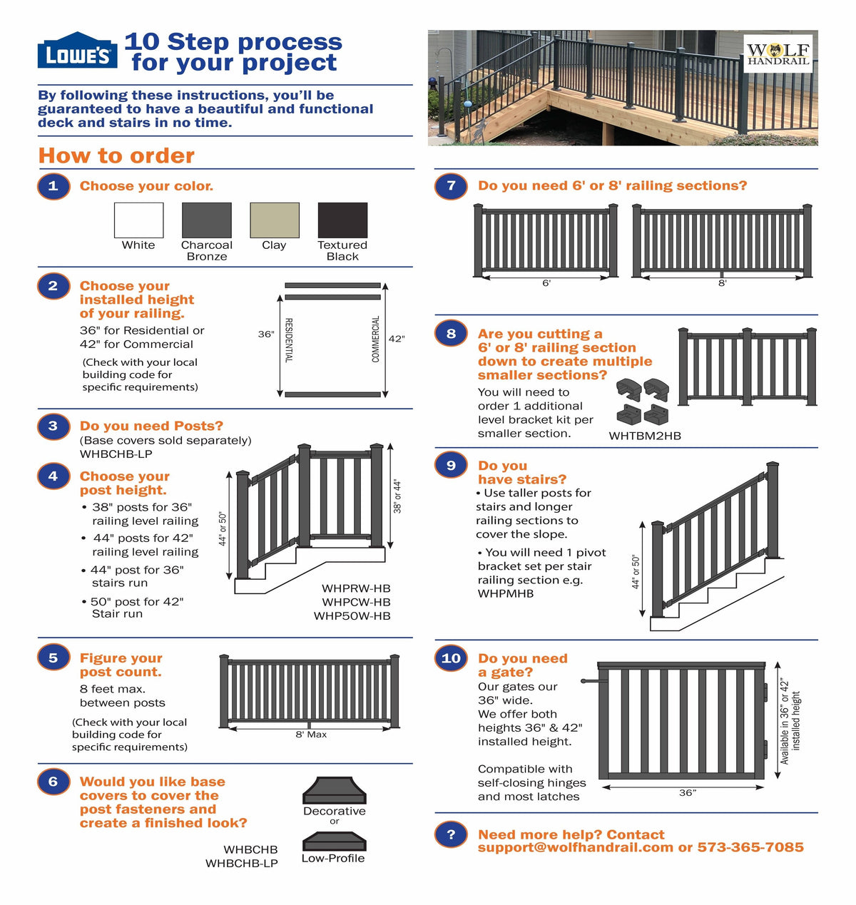Wolf Handrail 8-ft x 36-in Deep Bronze Aluminum Deck Rail Kit