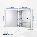 Croydex 24-in x 30-in Lighted LED Fog Free Surface/Recessed Mount Silver Mirrored Soft Close Medicine Cabinet with Outlet