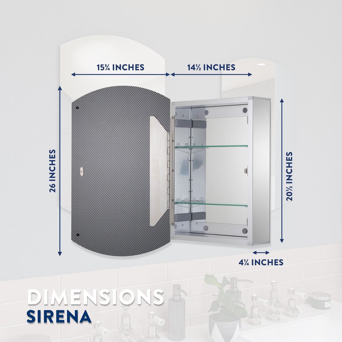 Croydex 16-in x 26-in Surface/Recessed Mount Silver Mirrored Arched Medicine Cabinet