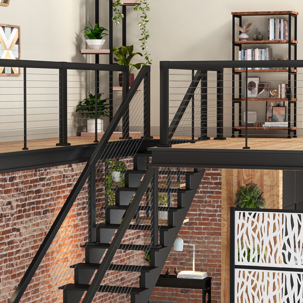 Barrette Outdoor Living Elevation 5.25-in x 4.81-in x 3-ft Matte Black Deck Line Post
