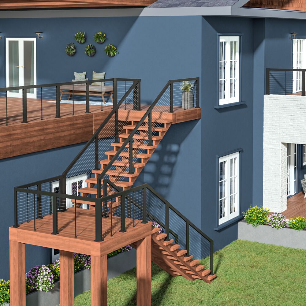 Barrette Outdoor Living Elevation 5.25-in x 4.81-in x 3-ft Matte Black Deck Line Post