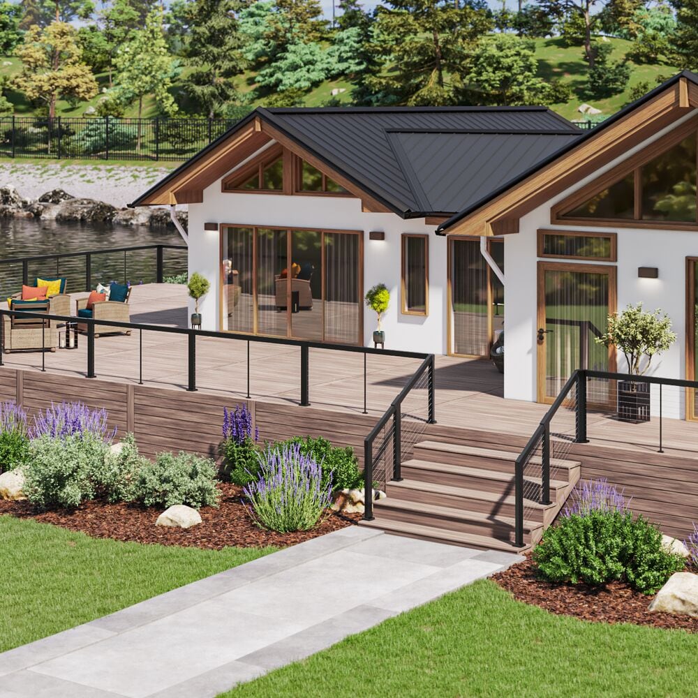 Barrette Outdoor Living Elevation 5.25-in x 4.81-in x 3-ft Matte Black Deck End Post