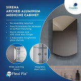 Croydex 16-in x 26-in Surface/Recessed Mount Silver Mirrored Arched Medicine Cabinet