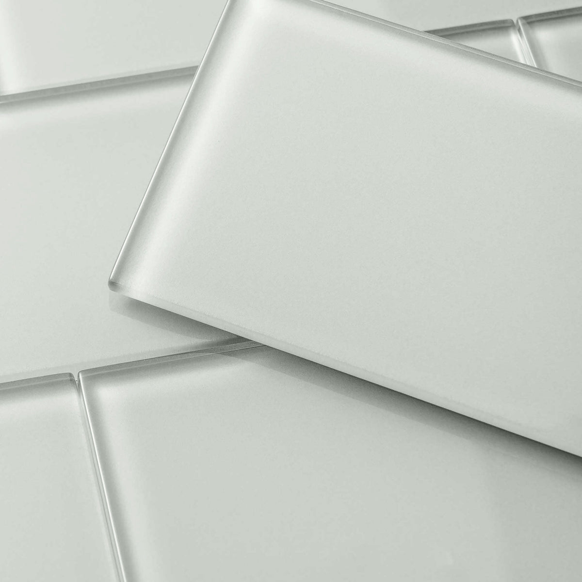 Giorbello (Sample) 4x12 glass subway tiles Light Gray 4-in x 12-in Glossy Glass Brick Subway Wall Tile