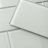 Giorbello (Sample) 4x12 glass subway tiles Light Gray 4-in x 12-in Glossy Glass Brick Subway Wall Tile