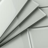 Giorbello (Sample) 4x12 glass subway tiles Light Gray 4-in x 12-in Glossy Glass Brick Subway Wall Tile