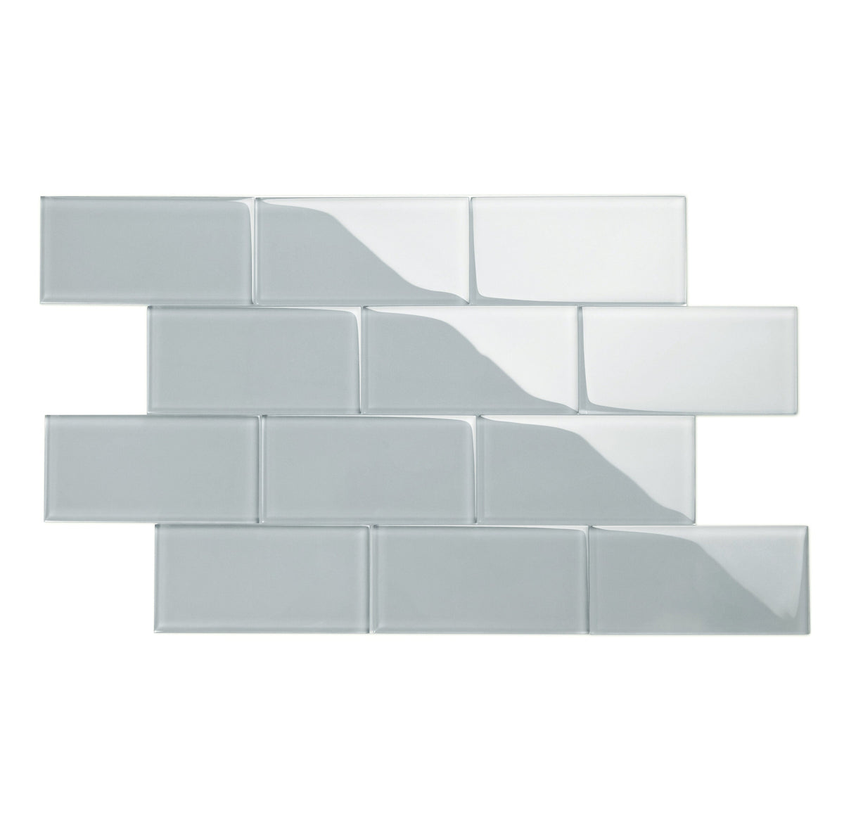 Giorbello Classic Premium True Gray 3-in x 6-in Glossy Glass Subway Wall Tile (5-sq. ft/ Carton)
